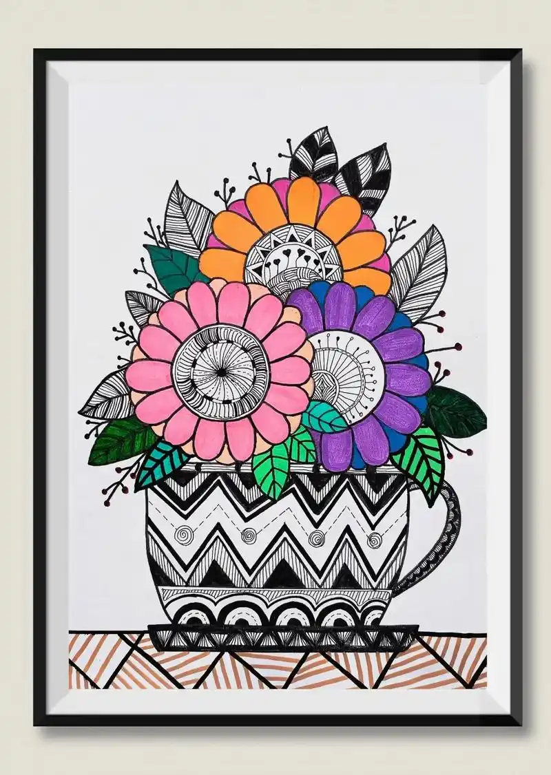 彩色和黑白线条搭配非常简单好看收藏起来和孩子一起 - 抖音