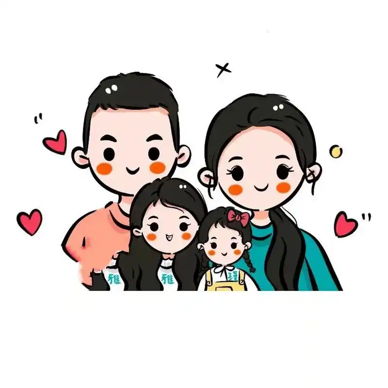 全家福可爱手绘一家三口头像,太可爱啦 可可爱爱幸福美满的一家人98