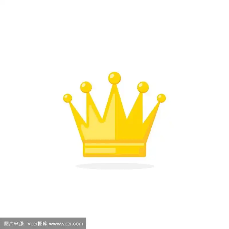 皇冠图标在平面风格孤立的白色背景.皇冠黄色符号矢量插图