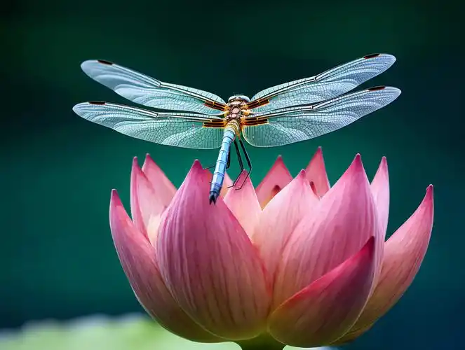 夏天荷花风景立夏夏至小暑大暑蜻蜓蓝天白云明亮背景唯美清新壁纸