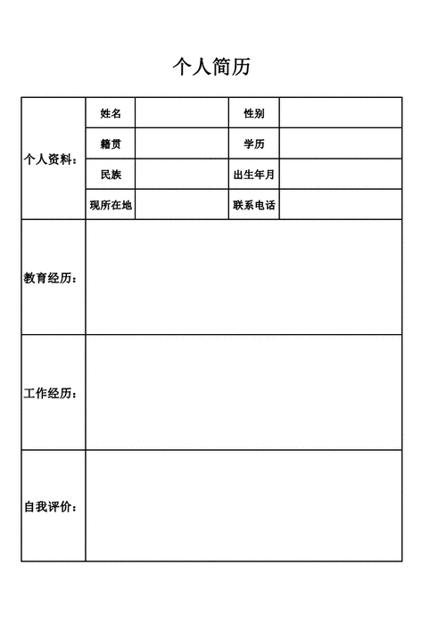 普通个人简历表pdf1页