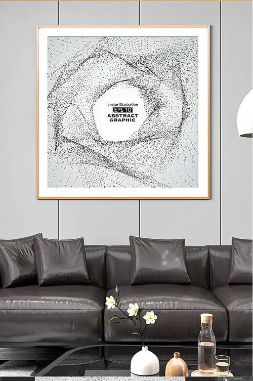 黑边点状几何装饰画