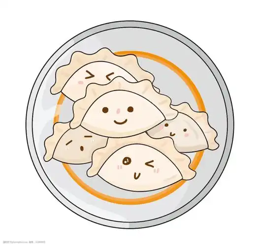 手绘冬至一盘拟人饺子宝宝插画