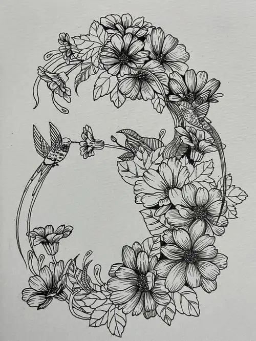 黑白装饰画  #针管笔手绘  #古风插画  #针管笔  #画画的日常同样