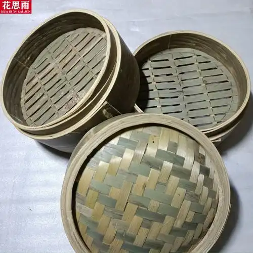手工全青皮无胶水竹制蒸笼小笼包加深竹笼屉竹蒸屉家用36三格一盖一圈