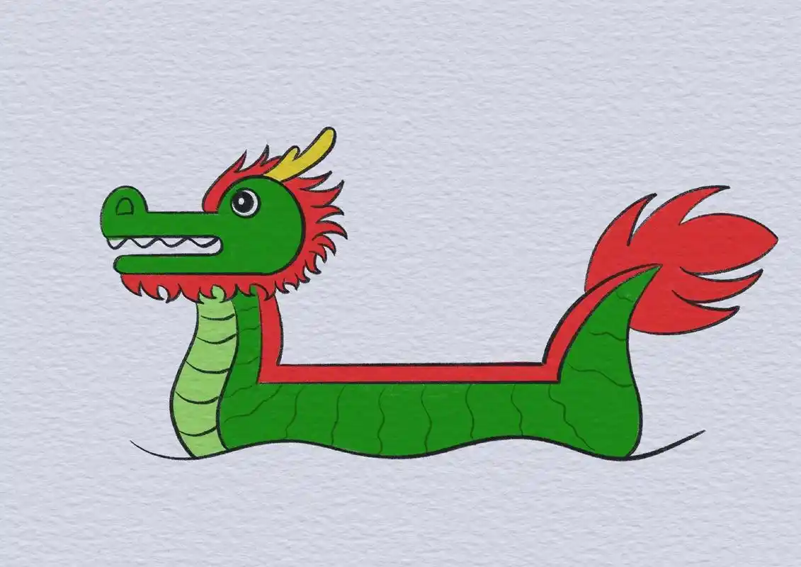 龙舟简笔画 端午节画个龙舟.#简笔画 #一起学画画 #端午 - 抖音