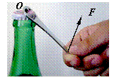 如图所示,用起子开瓶盖,o点为杠杆的支点,请画出力f的力臂l.