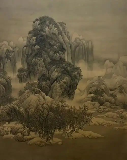 记录了临摹193cmx160cm的范宽雪景寒林图