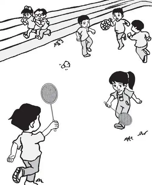 体育课赛跑比赛简笔画