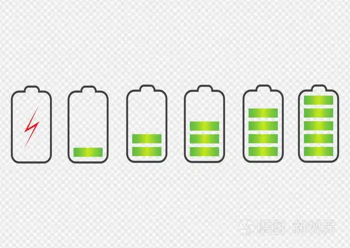 电池充电状态指示器图标.设置不同级别的充电电话的电池.矢量插图