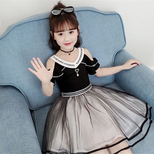 女童夏季连衣裙2022儿童裙子2-11岁露肩裙女孩夏款连衣裙洋气公主