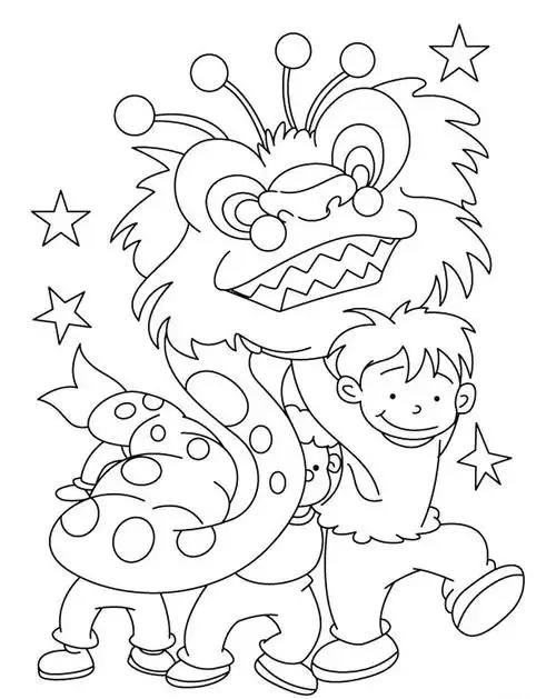 四张新春舞狮简笔画图片_节日简笔画_简笔画大全