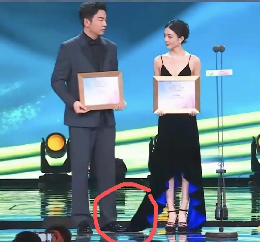 还有雷佳音踩了颖宝的裙子,两人对视哈哈哈#雷佳音的头有赵丽颖两个大