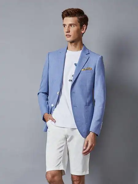 埃沃定制男装浅蓝色休闲西服