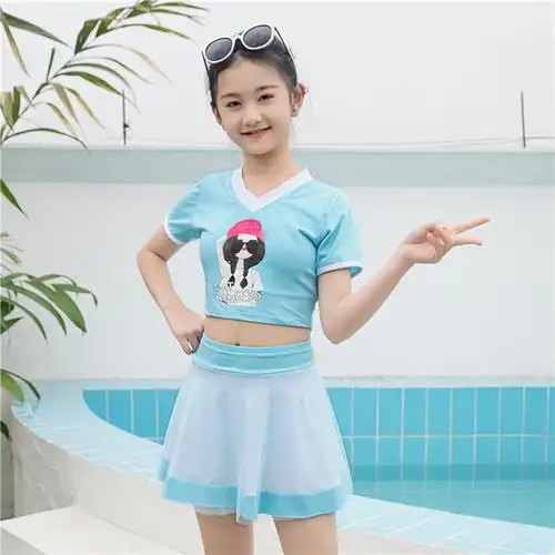 捡漏价初中学生2022分体儿童812岁女孩中大童少女平角泳装女童学生