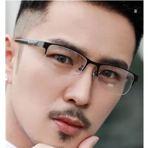 近视眼镜男0400度半框金属眼镜平光防辐射防蓝光抗疲劳电脑护眼