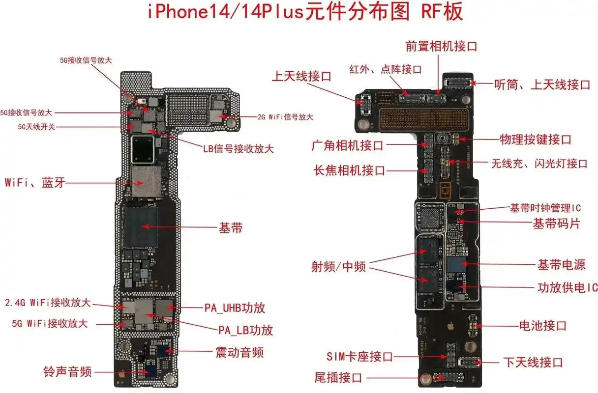 iphone 14系列高清主板元件分布图#手机维修 #iph - 抖音