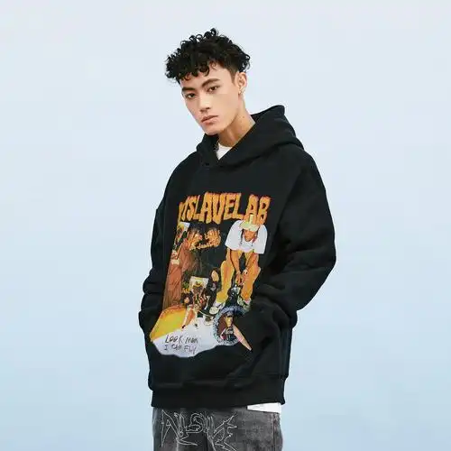 a11slave嘻哈喷涂卫衣春秋ins潮牌高街宽松男冬加绒情侣款连帽衫