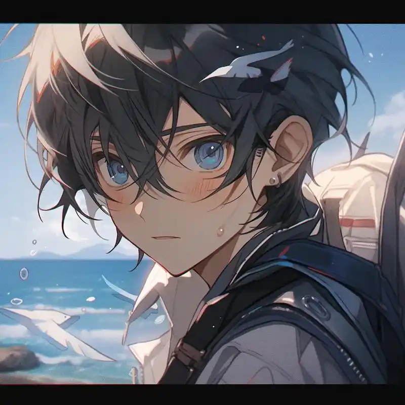 海边.#动漫男生头像 #二次元 #优质头像 #动漫男主 #二 - 抖音