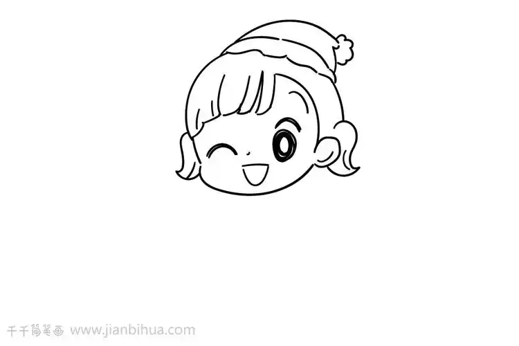 眨眼的小女孩简笔画步骤图