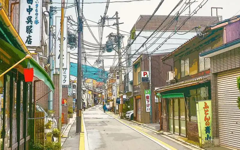 活动作品日常街景日本乡间的实景二次元手绘