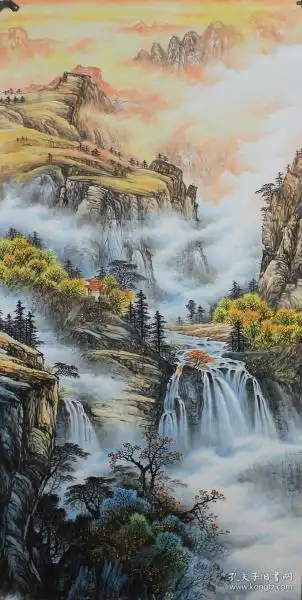 四尺竖幅招财进宝 山水画 3 单副