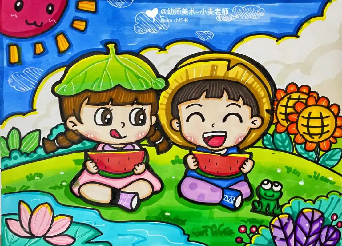 《水果总动员》 这个动作也很简单好记 幼师考编|幼师编制|儿童画|简