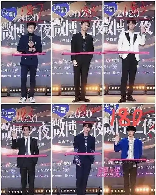 男明星红毯身高照对比,网友:到底谎报了多少?_cm_官方_蔡徐坤