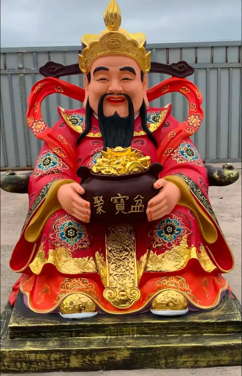 文财神爷神像.文财神铜雕佛像招财生漆脱胎木雕财神爷#文财神  - 抖音