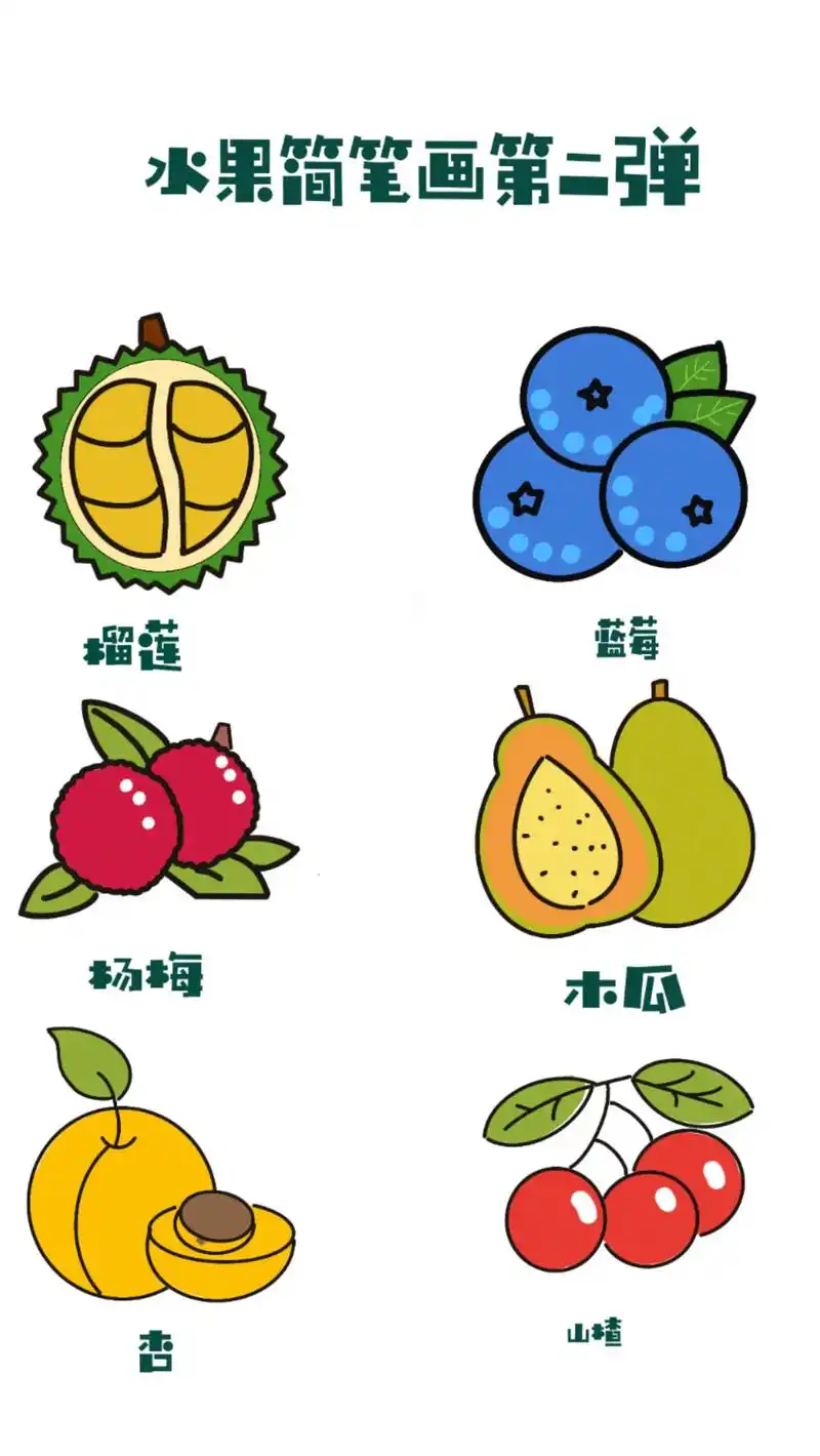 水果简笔画第二篇来啦.#简笔画 #儿童画 #跟着抖音学画画  - 抖音