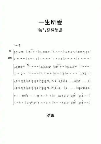 >>一生所爱箫与琵琶简谱乐谱