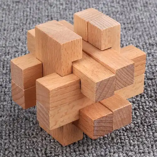 木质儿童益智孔明锁解锁玩具成人聚会休闲比赛玩具木质鲁班锁拆装积木