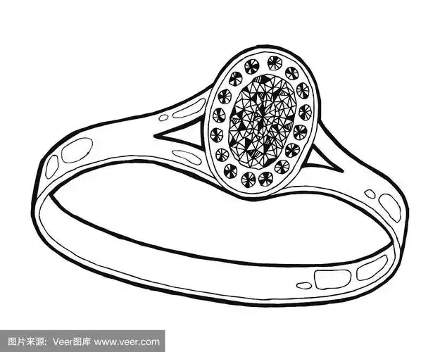 戒指与钻石素描风格矢量插图.