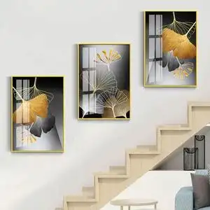 楼梯间装饰画现代简约客厅墙面壁画走廊过道墙画楼道麋鹿三联挂.