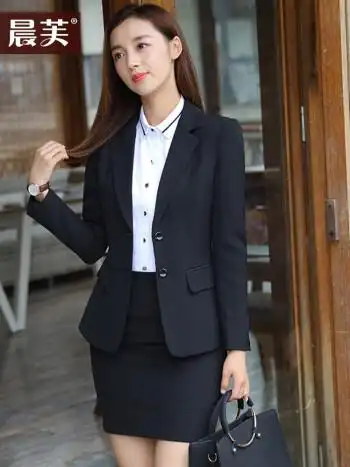 职业装女装套装两粒扣长袖小西装外套女学生面试正装韩版时尚销售办公