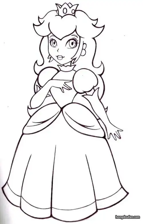 马里奥游戏碧奇公主涂色简笔画大全