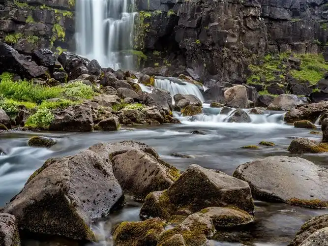 石头,岩石,水,瀑布