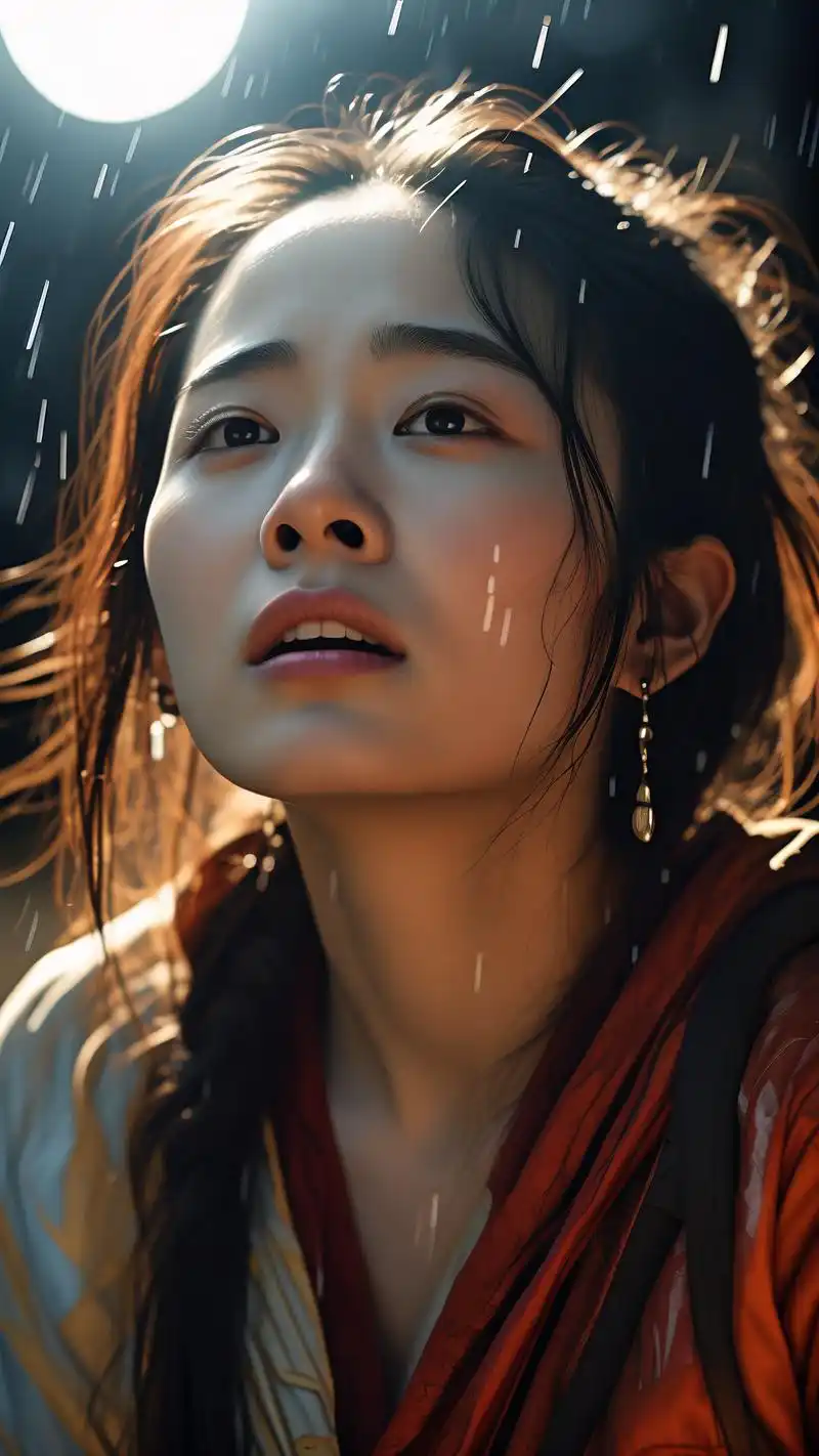 哭泣的女人,泪水滴落瞬间,悲伤与绝望交织,却又透露出一种别样的美.