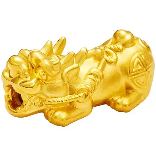 999足金黄金单个貔貅3d硬转运珠串珠手链 纯金男女招财皮恘丘散珠