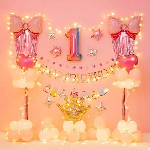 三岁女孩生日气球装饰女宝场景布置小公主三两周岁3岁宝贝网红1岁