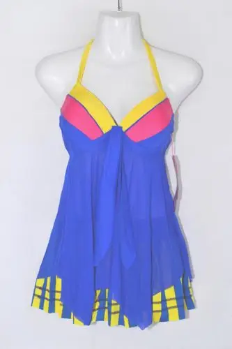 比优的泳衣 女连体裙式三角聚拢游泳衣 显瘦遮肚保守温泉泳装3510