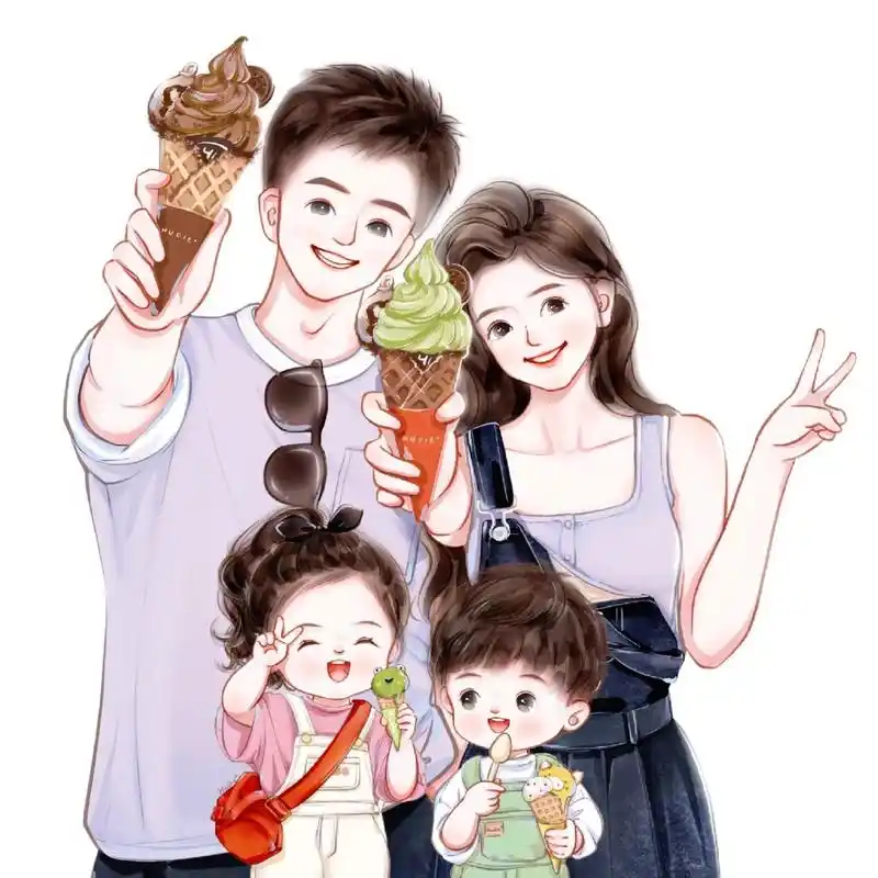 一儿一女,你留言我作图 #小红书自带滤镜##微信头像# #手绘头像