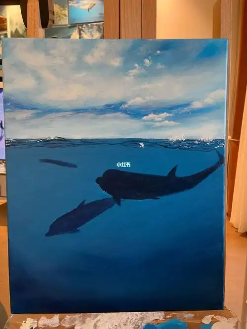 e016左滑帮我画完这幅丙烯海豚