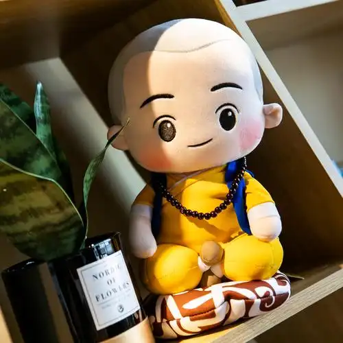 可爱打坐一禅小和尚毛绒玩具一休公仔布娃娃男孩睡觉毛绒布艺类玩具