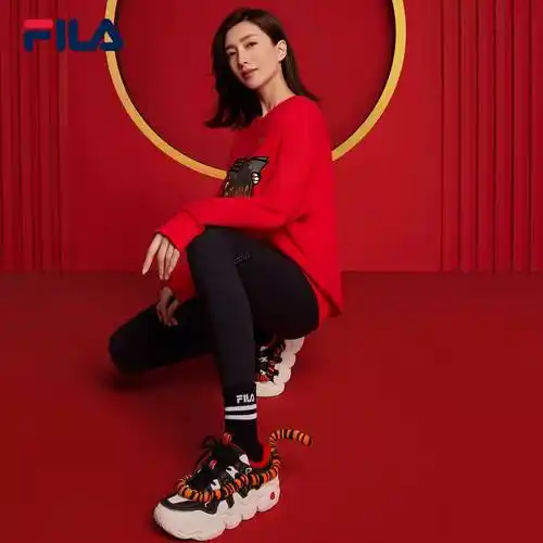 【江疏影同款】fila 斐乐虎年红色情侣套头卫衣2022年春季新款潮 639