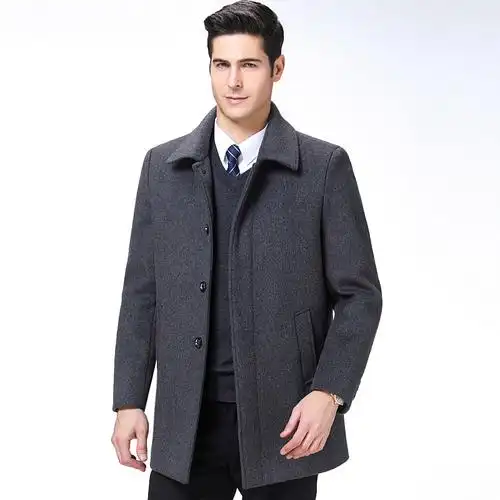 lidenamani利登阿玛尼男士中年毛呢大衣男中长款外套秋冬新款羊毛呢子