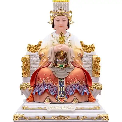 七步莲妈祖娘娘湄洲妈祖神像天上圣母摆件家用保平安汉白玉佛像