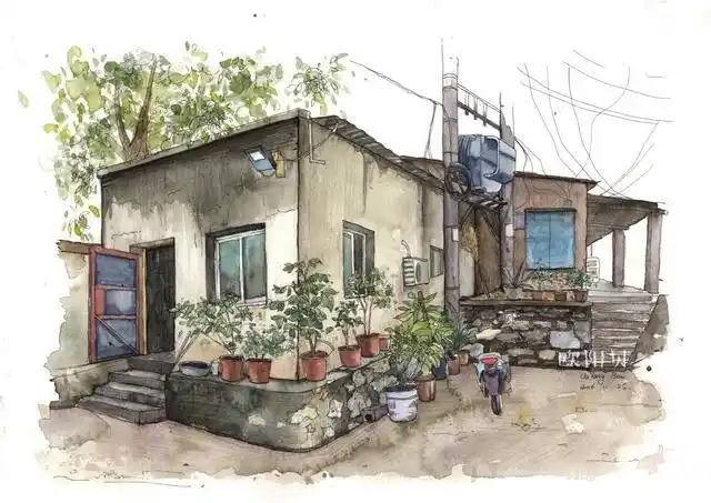 用水彩绘制老房子,满满都是岁月的印记