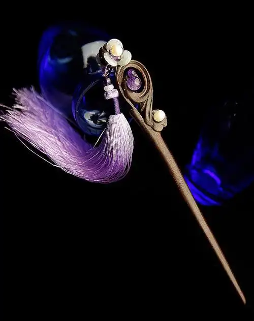 凤凰涅磐 初雪 古典紫水晶步摇发簪