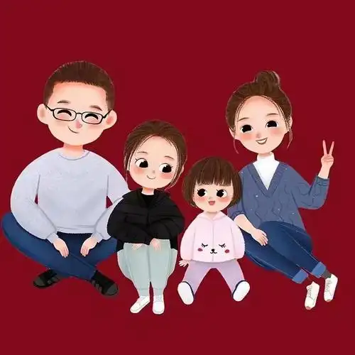 4口之家简笔 一家四口全家福简笔画 - 汽车时代网